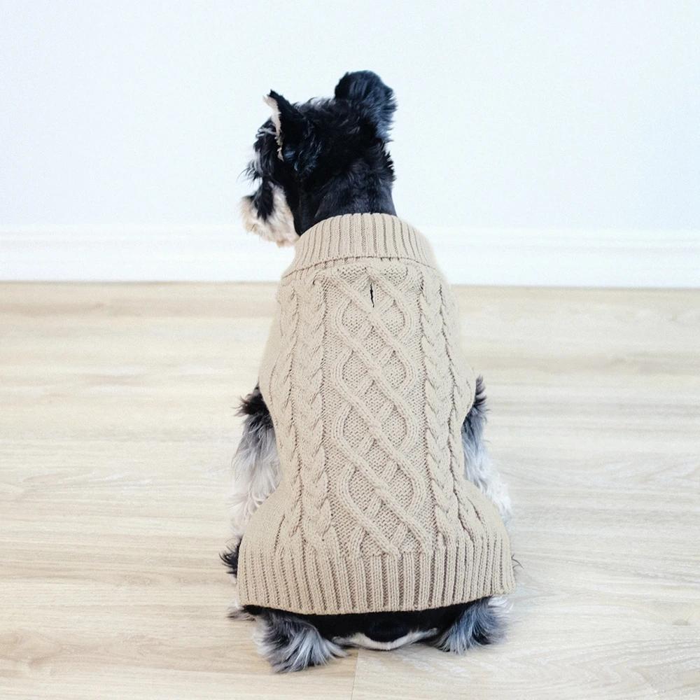 

Puppy Dog Sweaters for Small Medium Dogs Winter Warm Knitted Pet Clothes Turtleneck Chihuahua Vest Dogs Cats Clothes Yorkie Coat XS（old） хакі