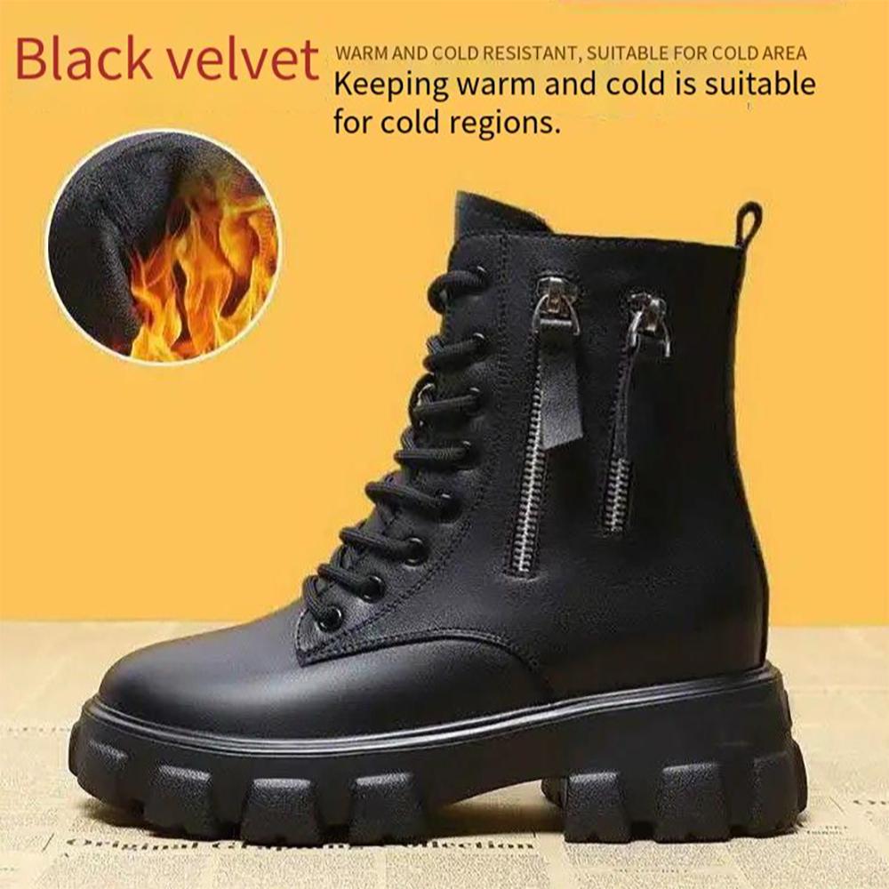 

Женские ботинки в британском стиле с толстой подошвой и бархатными зимними теплыми женскими ботинками 40 чёрный
