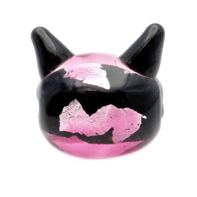 Firefly Glass Cat Beads Pink Parts Accessories Production Grain Seller Art Maneki Neko Okinawa Souvenir Cat Dragonfly Beads 2 Beads [GOLD STONE]