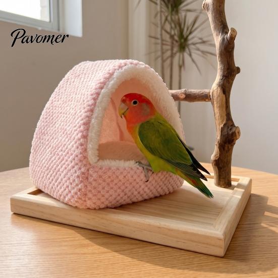 Plush Hanging Bird Nest Parrot Bed, Winter Sleeping Hut, Cozy Fleece Hideout Cage Cave Accessory for Cockatiels Budgies Lovebirds Small Birds