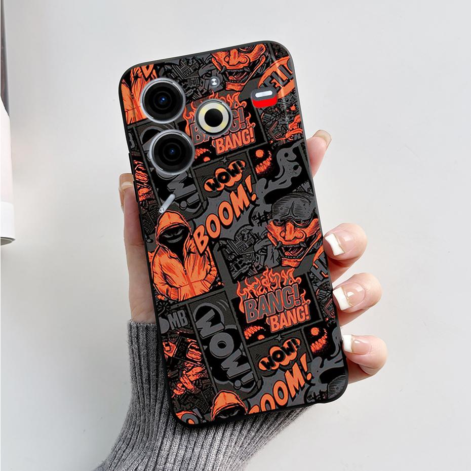 6.78" For Tecno Pova 6 Neo Case Pova6 Neo Back Cover Stylish Pattern Black Silicone Soft Phone Cases For Tecno Pova 6 Neo Fundas