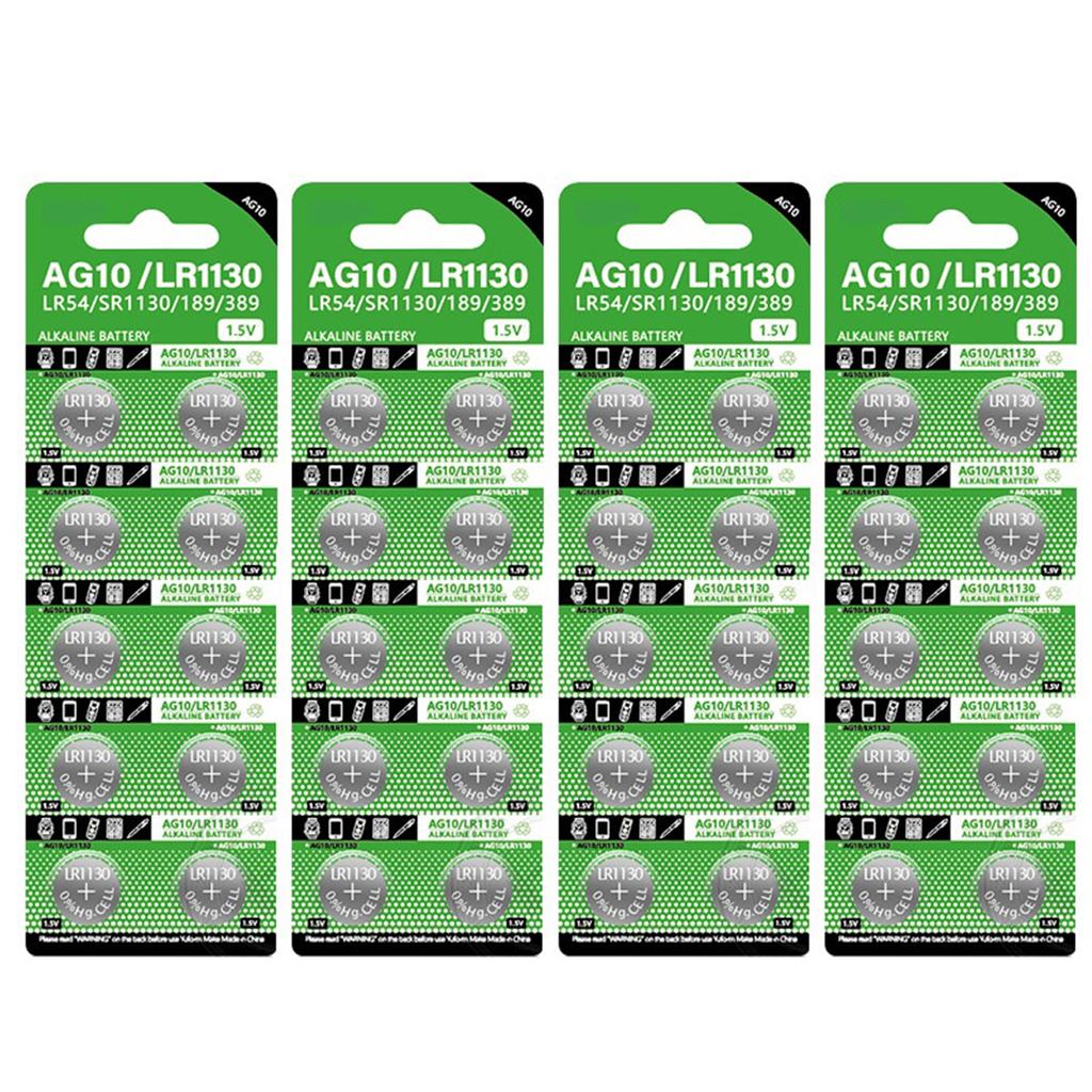 High Capacity Button Cell Battery Pack of 10/20/30/40pcs LR1130 AG10 Batteries 68mAh 1.55V Button Cell Reliable Power