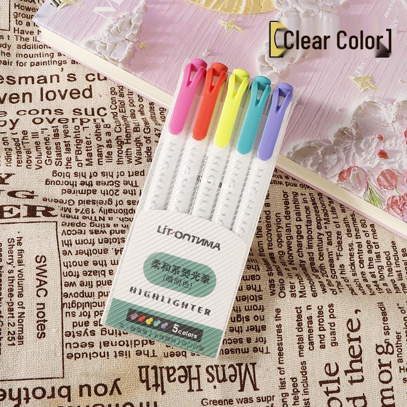Retro Macaron Double-Ended Fluorescent Marker Pen for Notebooks - Light Colors for Students