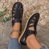Cross Border Spring and Summer Breathable Hollow Women's Shoes with Toe Caps, Sporty Roman Sandals, Soft Soles, Mom's Hole Casual Shoes