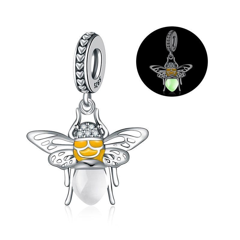 Original Copper Luminous Charms Firefly Stars Moon Spider Leaves Genie Bead For Pan Bracelet Diy Jewellery Gift