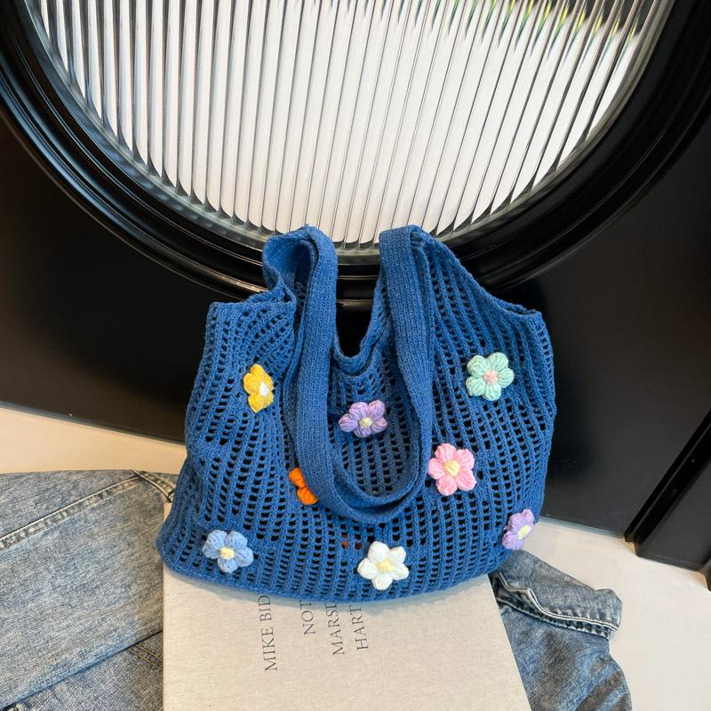 

Нишевый дизайн повседневная простая мода большая вместимость сумка лето новая 2025 женская персонализированная плечевая сумка-тоут темно-синий