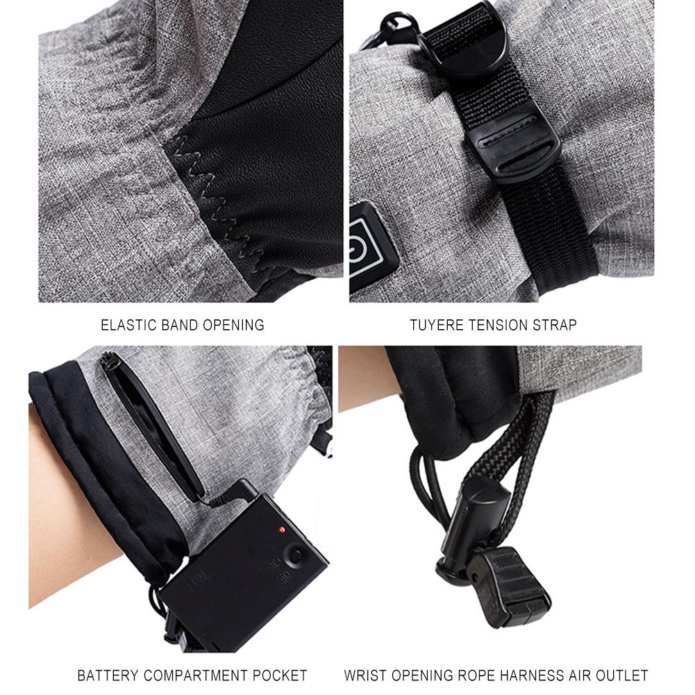 Electric Heated Skiing Gloves Winter Thermal Cycling Motorcycle Gloves for Snowboarding Climbing Hiking Waterproof (No Battery)