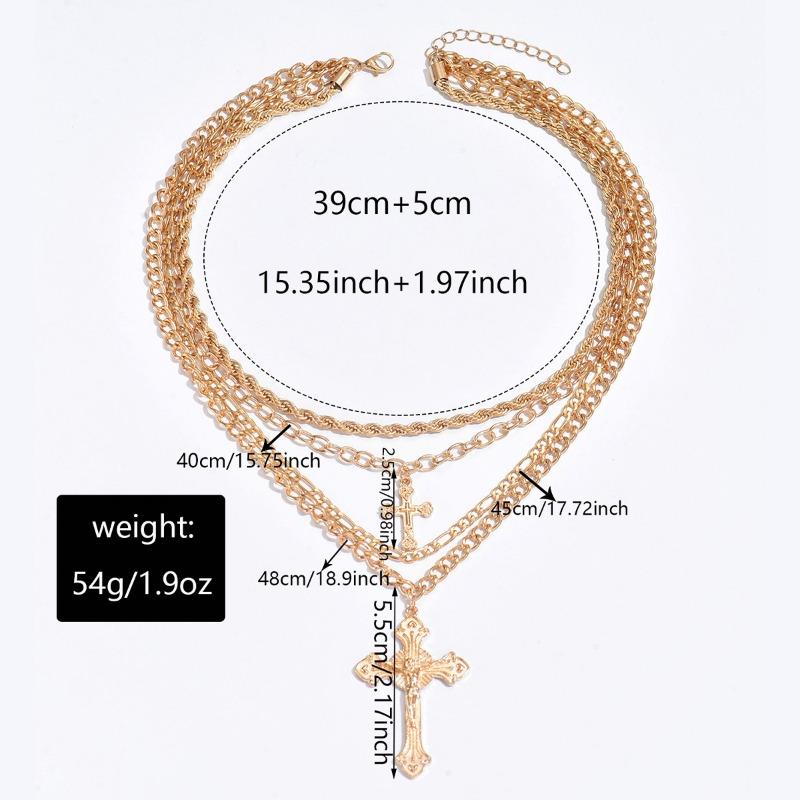 Multi-layer Stacked Necklace New Niche Cross Retro Jewelry Easter Collarbone Chain Women