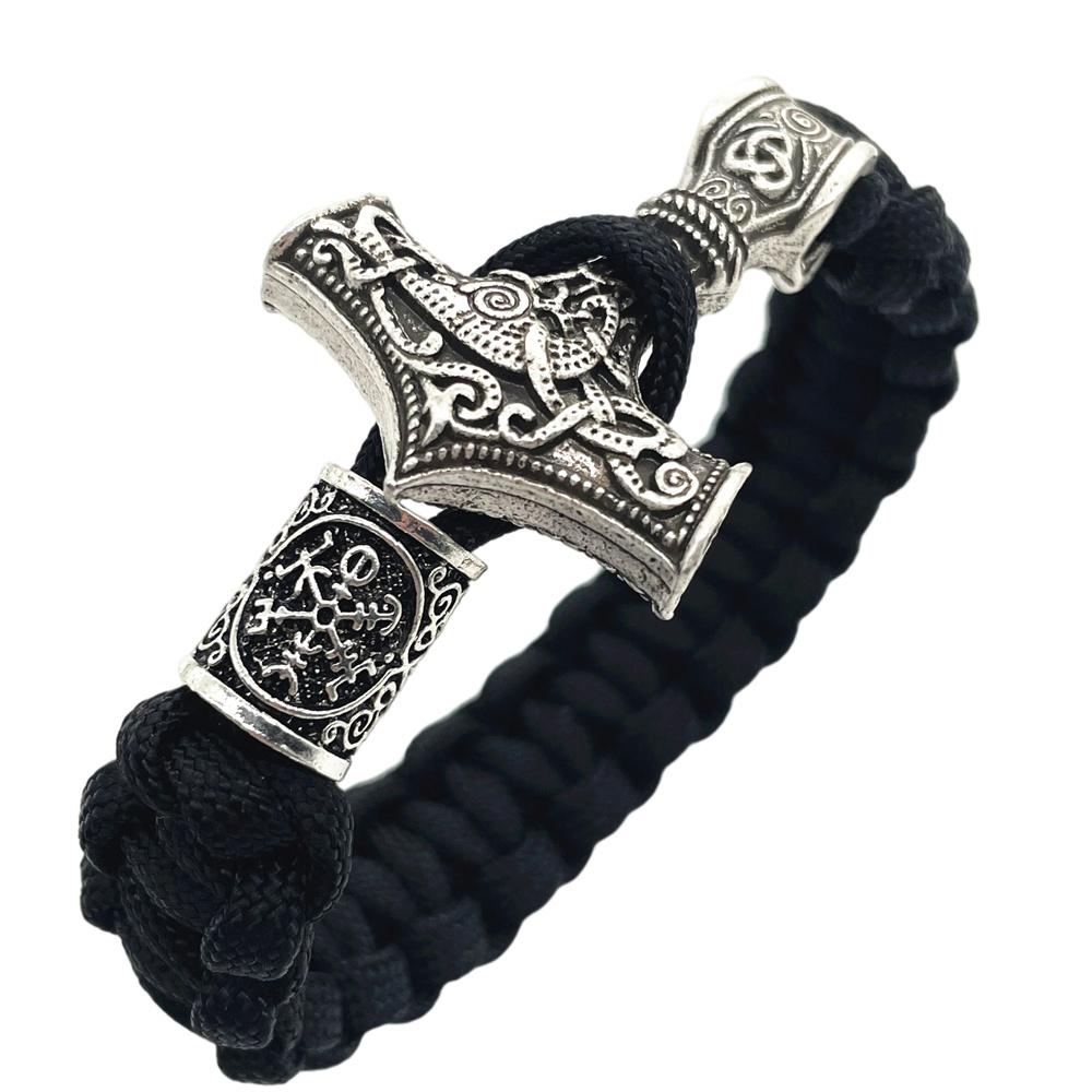 Nostalgia Thor Hammer Viking Bracelet Rune Charms Bead Jewelry For Women Men Norse Vikingo Bangle Dropship