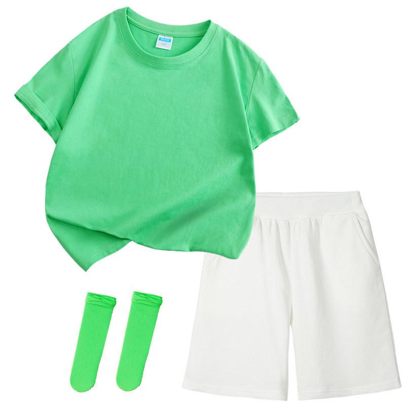 Colorful Children's Short Sleeve T-shirt Set for Kindergarten Sports and June 1st Performances.