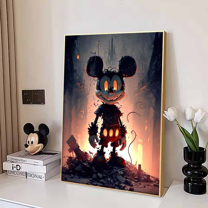 Disney Diamond Painting Dark Gothic Mickey Mouse Illustration DIY Kit Adult Arts and Crafts Home Decor and Gift