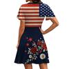 Dames Casual Jurk met Korte Mouwen en V-hals met Vlag en Bloemenprint Losse Pasvorm Lichtgewicht Zomerjurk
