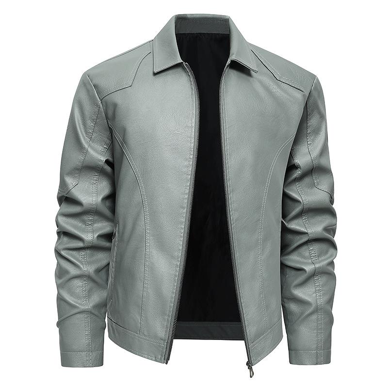 Men's Plus Velvet Leather Jacket: Trendy Autumn/Winter Outerwear for Youthful Style