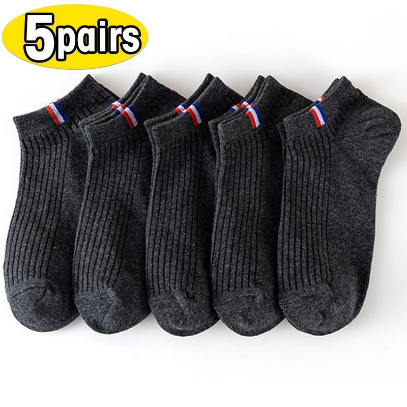 5/1Pairs Men Sports Boat Socks Spring Summer Cotton Sock Breathable Deodorant Short Sock Business Casual Ankle Sock Male Sox