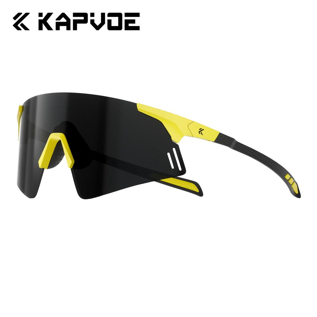 Kapvoe Lightweight Photochromic Rimless Sunglasses Real Carbon Fiber Cycling Glasses UV400 MTB Bike Running Men Sports Eyewear
