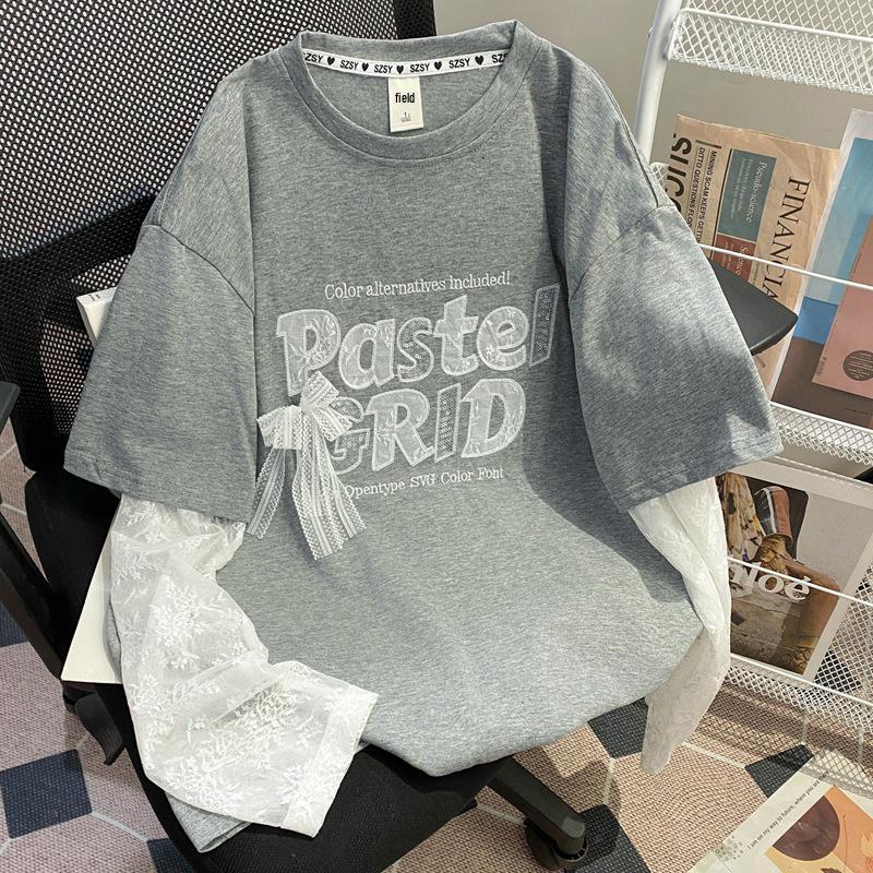 Хлопковая футболка с вышивкой пайетками и сетчатыми вставками, двухсекционная, большого размера 2XL белый