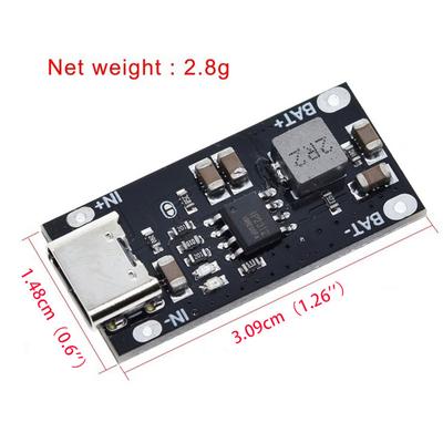 Tipo-C USB 5V 3A 3.7V 18650 Placa de carregamento de bateria de íon de lítio Módulo carregador