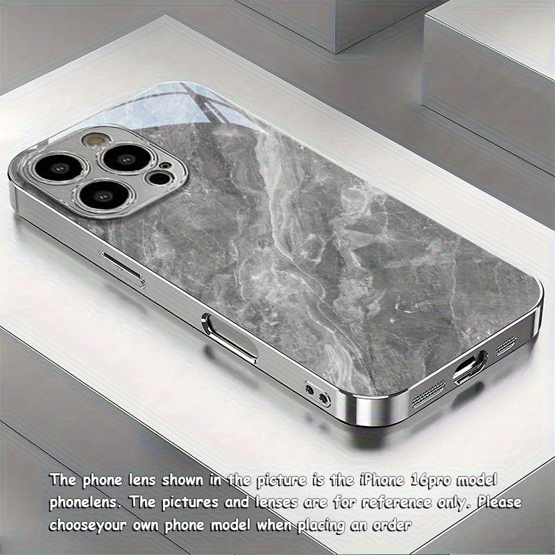 Marble patterned glass phone case suitable for iPhone 17 16 15 14 13 12 11 Pro/Max/Plus anti drop and shockproof back cover