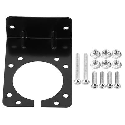 Supporto di Montaggio in Metallo Nero per Connettore Presa per Caravan Rimorchio 7 Pin