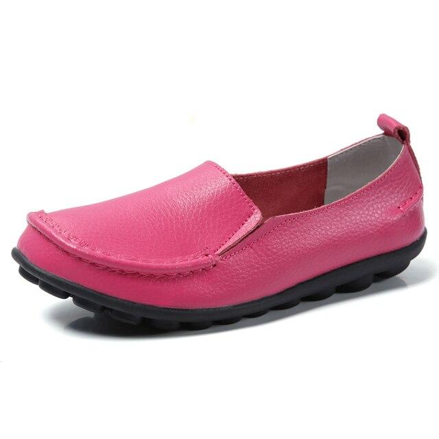 Women Flat Shoes Woman Soft Casual Shoes Leather Flats Ladies Shoes Femme Slip On Loafers Plus Size