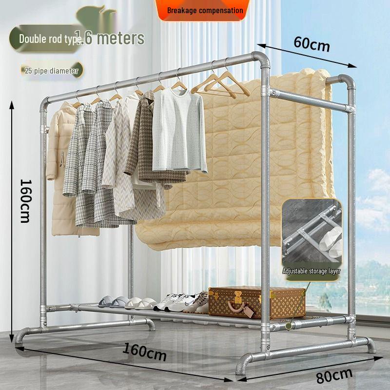 Windproof Outdoor Galvanized Steel Clothes Drying Rack with Thickened Pipes for Balcony