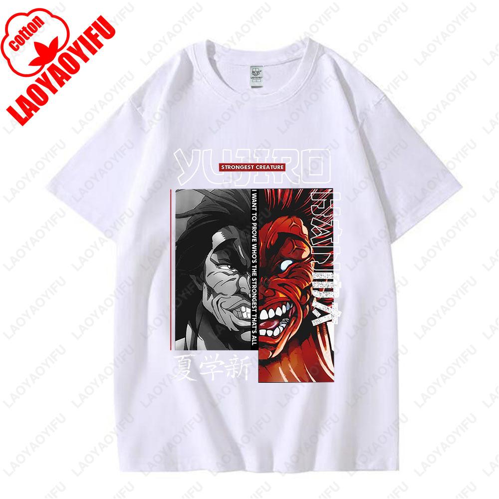 Japanese Fighting Anime Twodimensiona T Shirt Hanma Baki Manga Graphic T Shirts Men Women High Quality Cotton Shortsleev