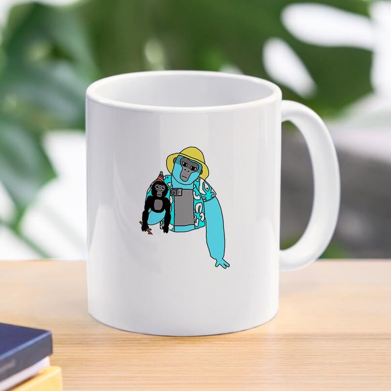 Gorilla Tag Monke Cartoon Mug Monkey Breakfast Milk Cup Drink Tableware Ceramic Coffee Cup Gift Dessert Kawaii Drinkware Kitchen 11oz