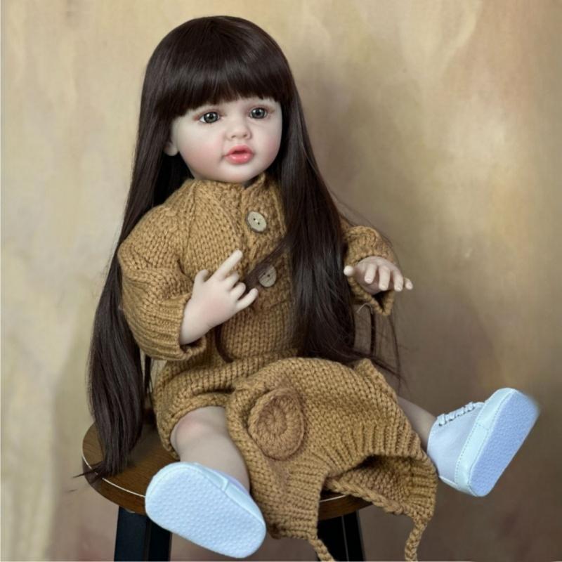 55 CM Naturtro full vinylkropp Gjenfødt Babyjentedukke Betty Straight Leg Levende Nyfødt Bebe Dukke Nydelig lekekamerat leketøy Julebursdagsoverraskelsesgaver