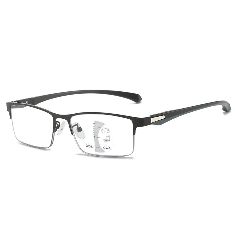 Anti Blue Light Multi Focus Metal Frame Reading Glasses Far Near Dual Use TR Ultra Light Presbyopia Glasses