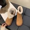 Snow boots women's winter new retro velvet cotton shoes flat bottom ugly cute fluffy short boots women