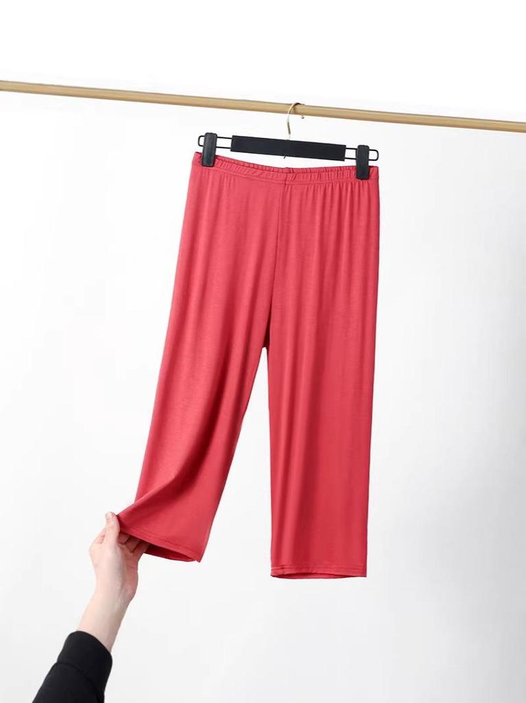 Plus Size High Waist Modal Leggings - Women's Seven-Point Summer Shorts, Thin Anti-Exposure Style