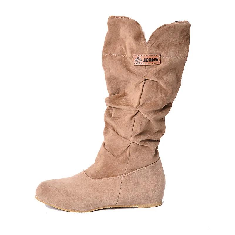 Nya mellanhöga snökängor ihålig bomullstråd krok spets matt damstövlar stor storlek damskor