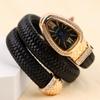 Snake Watch Creative Quartz Watches Dame Rhinestone Leather Armbånd Armbåndsur