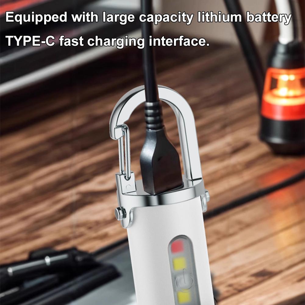 Powerful COB LED Flashlight Keychain USB Rechargeable Portable Flashlight Waterproof Keyring Camping Walking Pocket Lamp