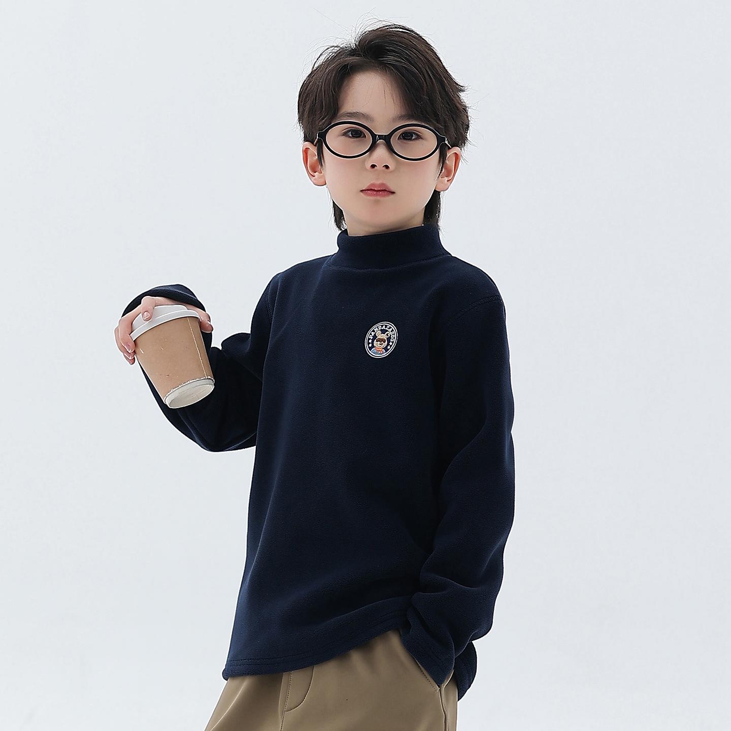 

Boys Thick Fleece-Lined Stand Collar Pullover Hoodie for Winter 140