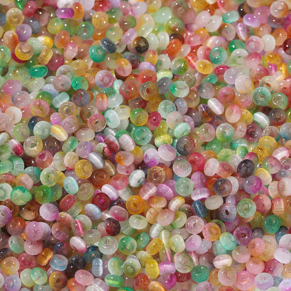 About 2 * 4mm Glass Two-color Cat's Eye Beads, DIY Bracelet Beaded Jewelry Accessories