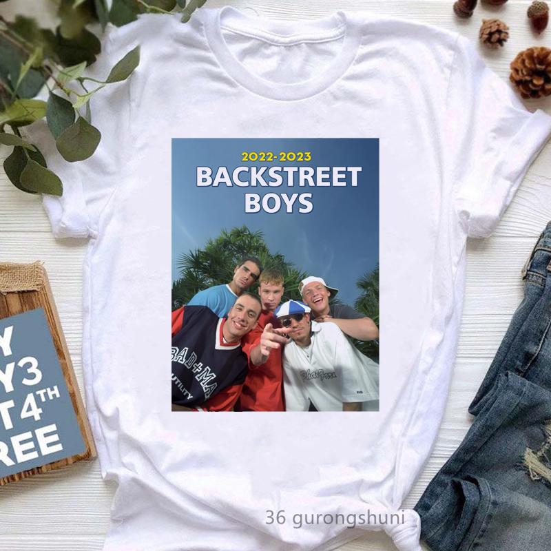 Neuankunft 2025 Coole Damenbekleidung Backstreet Boys Grafikdruck T-Shirts Femme Harajuku Shirt Hip Hop Musik Liebe T-Shirt XL gray