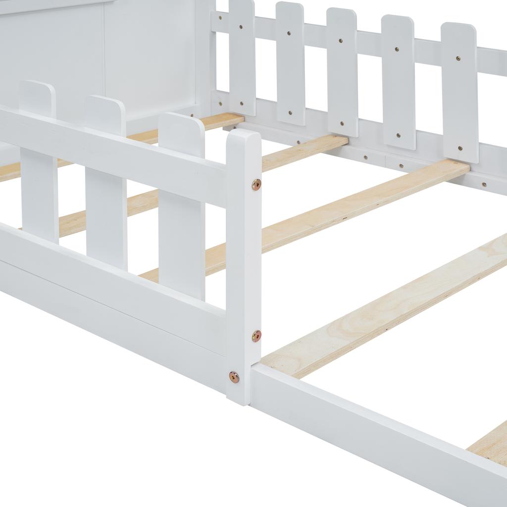 90*200cm Flat Bed, Children's Bed, House Rail, White