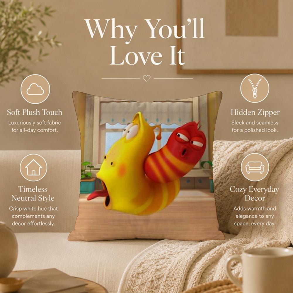 Cartoon L-LarvaS Cushion Cover Double-Sided Printed Pillow Cover Hypoallergenic Dust-Mite Proof