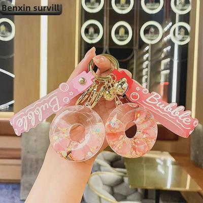 Leuchtender, ölgefüllter Donut-Treibsand-Schlüsselanhänger: Exquisiter Autoanhänger und Taschenaccessoire, ideal als Geschenk.
