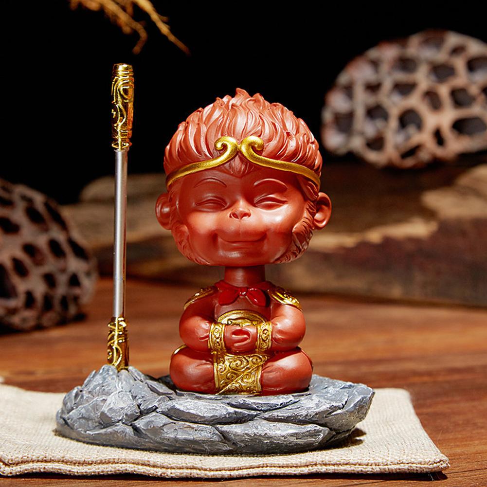 For Black Mythology Sun Figure Statue Sculpture Monkey King Desktop Ornament with Golden Cudgel 2024 Car Dashboard Decor