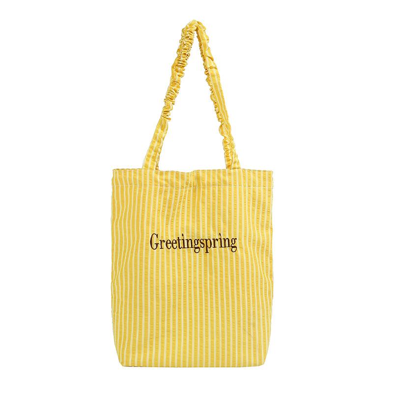 Korean-Style Retro Striped Tote Bag – Large Capacity Shoulder Bag