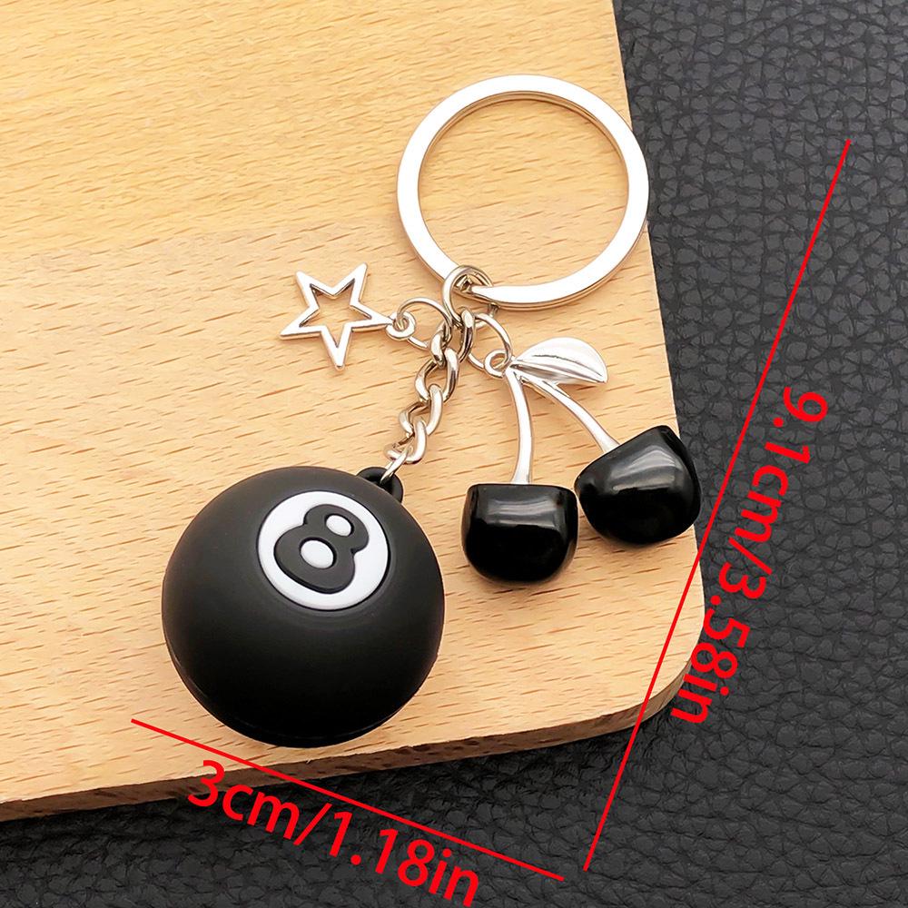 Mini Realistic Cherry Black 8-Ball Pool Table Keychain Pendant