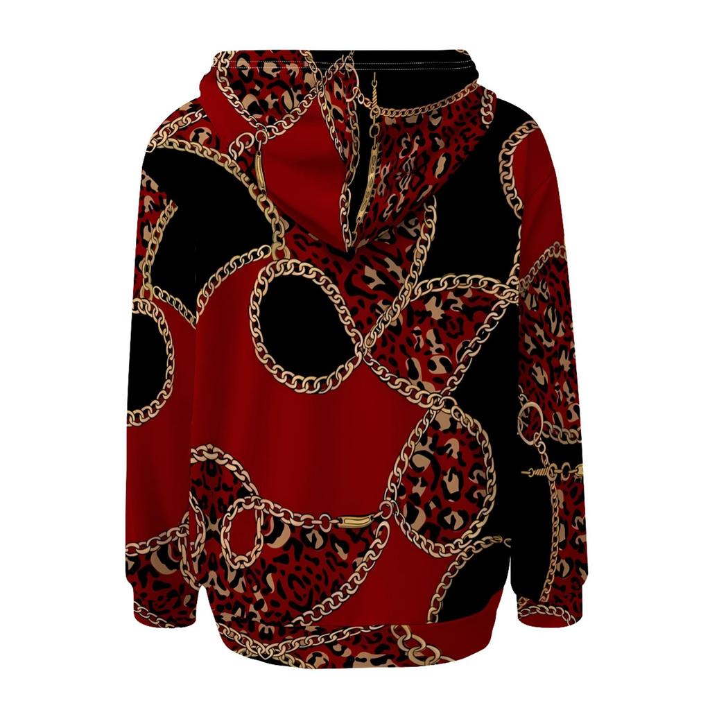 Women's Black Printed Hooded Sweatshirt with Patch Pocket - MH548