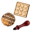 Set of 2 Waffle Sealing Stamps with Wooden Handles, Sealing Wax for Baked Goods, Gifts, Envelopes, and Letters (Set of 2 + Handle)
