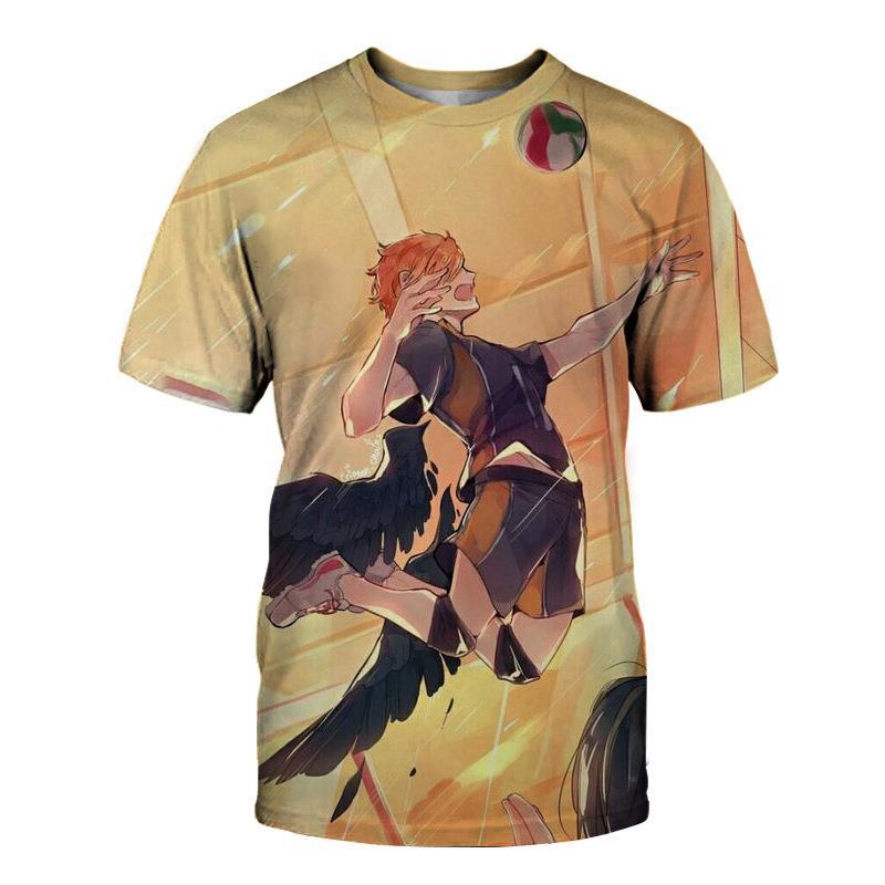 

New Men s Volleyball Youth Yinju 3D Printed Men s Short Sleeved Summer Round Neck Short Sleeved T-shirt 6XL