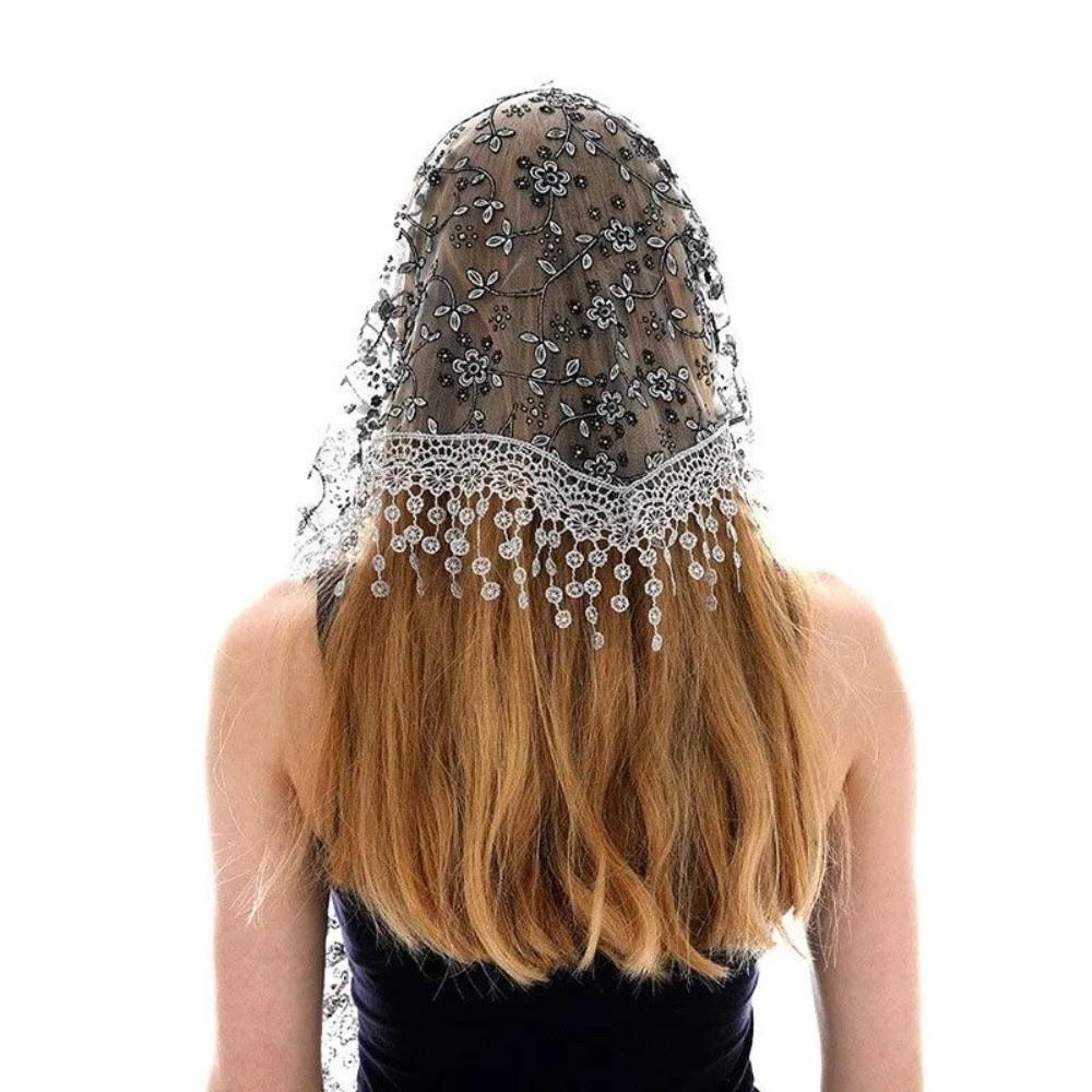 Breathable Lace Triangle Headscarf Embroidered Women's Head Veil Gifts Floral Embroidery Shawl