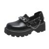 Women's Spring Black Platform Casual Shoes Slip on Women Loafers Metal Chain Designer Casual Leather Oxfords 2025 Zapatos Mujer