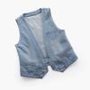 Popular  Denim Vest Female Streetwear V Neck Ladies Vest Summer Large Size Waistcoat Jeans Tops Sleevless Jacket