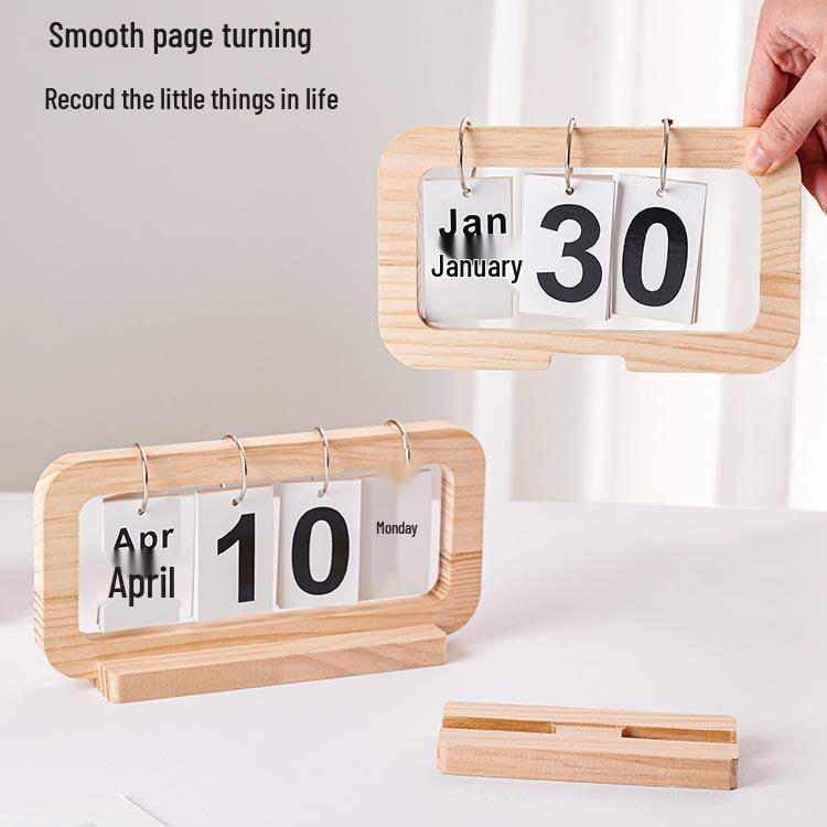 Creative Wooden Flip Calendar: Desktop Ornament & Photo Prop